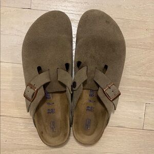 Suede Birkenstock Boston with Cork Footbed